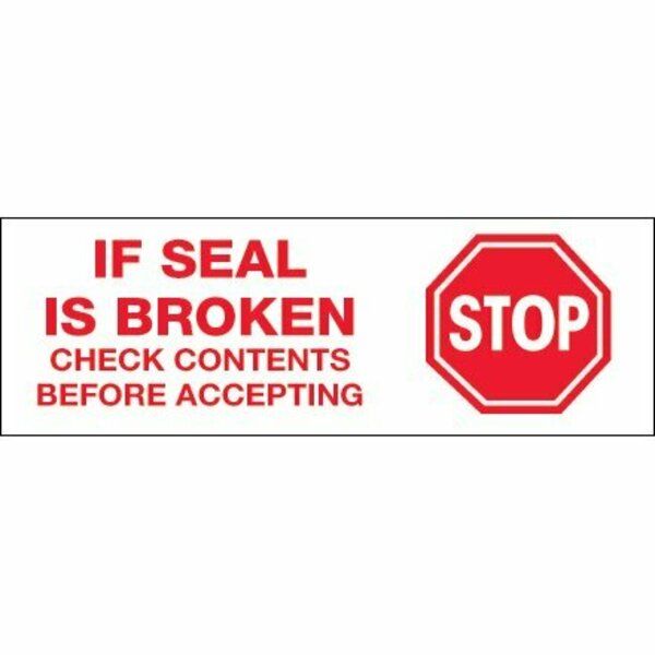 Bsc Preferred 3'' x 110 yds. - ''Stop If Seal Is Broken..'' Tape Logic Pre-Printed Carton Sealing Tape, 6PK T905P016PK